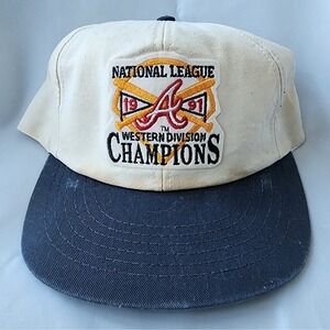 Atlanta Braves 1991 National League Champions Vintage Original Snapback Hat Rare